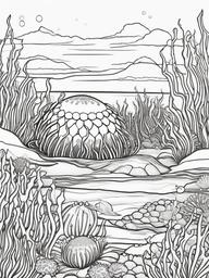 Sea Urchin Coloring Pages - Spiky Ocean Floor Creature  black outline printable sheet, coloring page