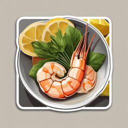 Shrimp Scampi Sticker - Savor the garlic-infused and buttery flavors of shrimp scampi, , sticker vector art, minimalist design