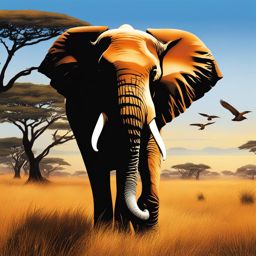 elephant clipart in an african savannah - displaying majestic presence. 