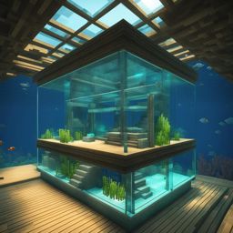 underwater observatory with transparent walls for marine life viewing - minecraft house design ideas minecraft block style