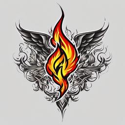 fire and lightning tattoo  simple color tattoo,white background