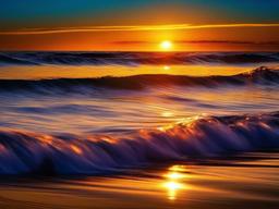 Sunset Wallpaper - Waves glistening under golden sky.  sunset background