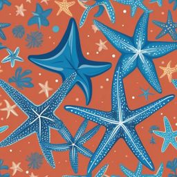 Blue Starfish Duo Clip Art - Two blue starfish side by side,  color vector clipart, minimal style