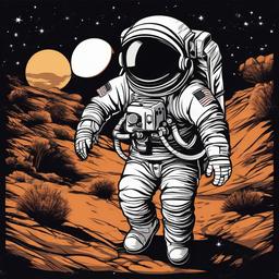 Astronaut clipart - cartoon astronaut exploring  clipart