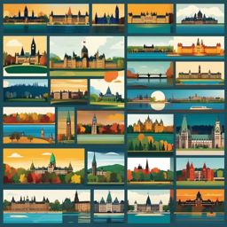 Ottawa clipart - Parliament Hill and Ottawa River, ,color clipart vector style