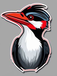 Pileated Woodpecker Sticker - A pileated woodpecker with a striking red crest, ,vector color sticker art,minimal