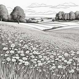 Wildflowers blooming in a field  simple coloring pages