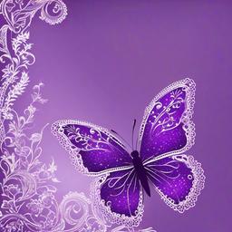 Butterfly Background Wallpaper - violet glitter butterfly in corner lace lace borders in bottom right corner wallpaper  image letter size in landscape realism style