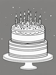 Birthday Cake with Sprinkles Coloring Pages - Cake Topped with Colorful Sprinkles  minimal black outline printable sheet, coloring page