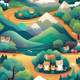 Cute Kawaii Wallpaper - Infuse the spirit of kawaii with the picturesque landscapes of the Smoky Mountains, where cute and friendly animals roam free in their natural habitat.  intricate patterns, splash art, wallpaper art