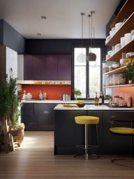 Artistic Gallery Space - Create a kitchen with an artistic gallery space for creativity. , kitchen layout design ideas, multicoloured, photo realistic, hyper detail, high resolution,