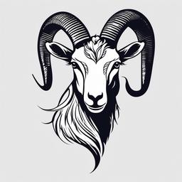 Goat Temporary Tattoo - A temporary tattoo featuring a design with a goat motif.  simple color tattoo design,white background