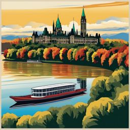 Ottawa clipart - Parliament Hill and Ottawa River, ,color clipart vector style