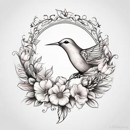 Flower Dove Tattoo-Delightful and artistic tattoo featuring both a flower and a dove, capturing themes of beauty and nature.  simple color tattoo,white background