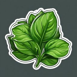 Basil Sticker - Add a touch of aromatic freshness to your dishes with the vibrant green leaves of basil, , sticker vector art, minimalist design