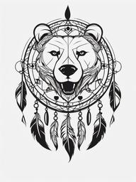 Bear Paw Dream Catcher Tattoo - Tattoo combining a dream catcher with bear paw elements.  simple vector tattoo,minimalist,white background