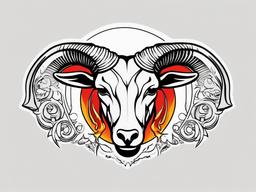 aries fire sign tattoo  simple color tattoo,white background