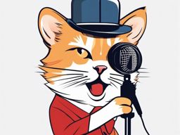 Cat as a news reporter with a microphone  minimalist color design, white background, t shirt vector art