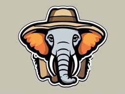 Safari Hat and Elephant Emoji Sticker - Safari encounter with elephants, , sticker vector art, minimalist design
