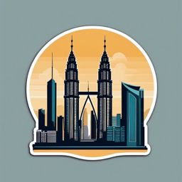 Kuala Lumpur Petronas Towers sticker- Twin towers dominating the skyline of Kuala Lumpur, Malaysia, , sticker vector art, minimalist design