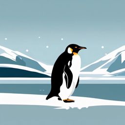 Penguin Clipart - Penguin waddling on the icy Antarctic landscape , minimal, 2d