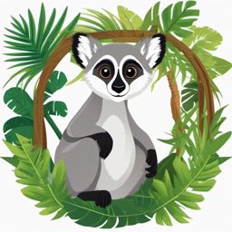 Cute Lemur in a Jungle Oasis  clipart, simple