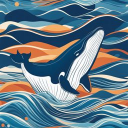 whale clipart: graceful whale swimming in the ocean. 