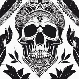 Skull Aztec Tattoo  minimal,tattoo,white background