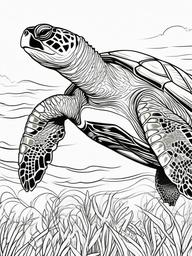 Turtle Coloring Pages - Turtle painting a masterpiece on a canvas  simple coloring pages