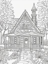 Gingerbread House Color Sheet  outling,coloring pages,black and whit