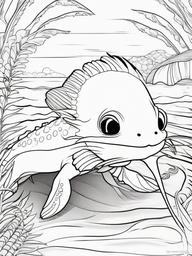 Axolotl Coloring Pages - Axolotl having a fun day at the beach  simple coloring pages