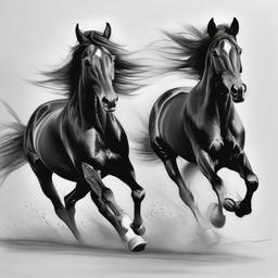 pencil sketches of horses running  minimal rough sketch scribbles,doodles,black and white