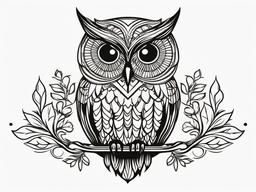 Owl Tattoo Simple - Keep it clean and straightforward with a simple yet elegant owl tattoo.  simple color tattoo,vector style,white background