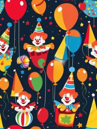 Birthday Clown clipart - Silly and cheerful birthday clown, ,vector color clipart,minimal