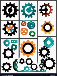 Gear cogs icon - Gear cogs for machinery and mechanics,  color clipart, vector art