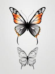 butterfly and semicolon tattoo  simple color tattoo, minimal, white background