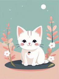 Cute clipart cat, An adorable and charming cat illustration.  simple, 2d flat