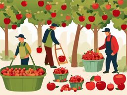 Apple Picking clipart - Harvesting ripe apples from trees, ,vector color clipart,minimal