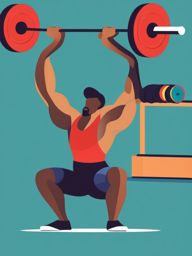 Weightlifting Snatch Clipart - A weightlifter performing a snatch lift.  color vector clipart, minimal style