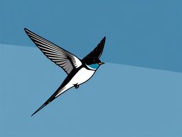 Swallow Clipart - Swallow swooping through the sky in flight , minimal, 2d