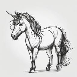 sketch of unicorn  minimal rough sketch scribbles,doodles,black and white