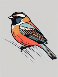 fine line sparrow tattoo  minimalist color tattoo, vector