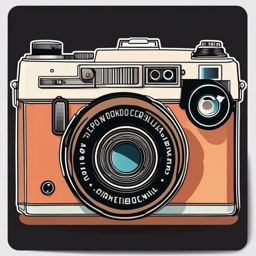 Camera Sticker - Vintage camera illustration, ,vector color sticker art,minimal