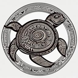 aztec turtle tattoo  simple vector color tattoo