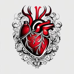 Beating Heart Tattoos Pictures - Find inspiration for your tattoo by exploring pictures of different designs featuring beating hearts.  simple vector color tattoo,minimal,white background