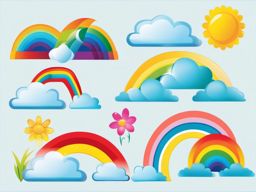 Spring Rainbows clipart - A rainbow after the rain, ,vector color clipart,minimal