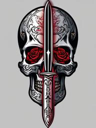 sword skull tattoo  simple vector color tattoo