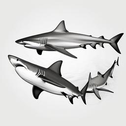 drawing of Caribbean reef shark  minimal rough sketch scribbles,doodles,black and white