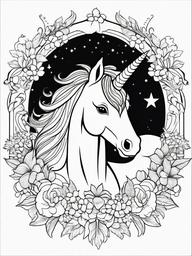 Unicorn Coloring Pages - Unicorn in a dreamlike fantasy world  simple coloring pages