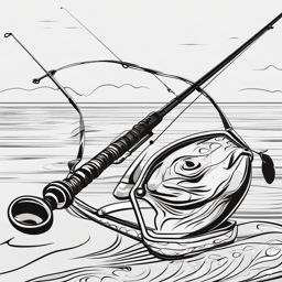 Clipart fishing rod, A detailed fishing rod ready for casting.  simple, 2d flat